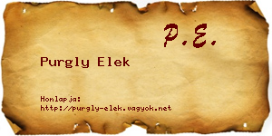 Purgly Elek névjegykártya